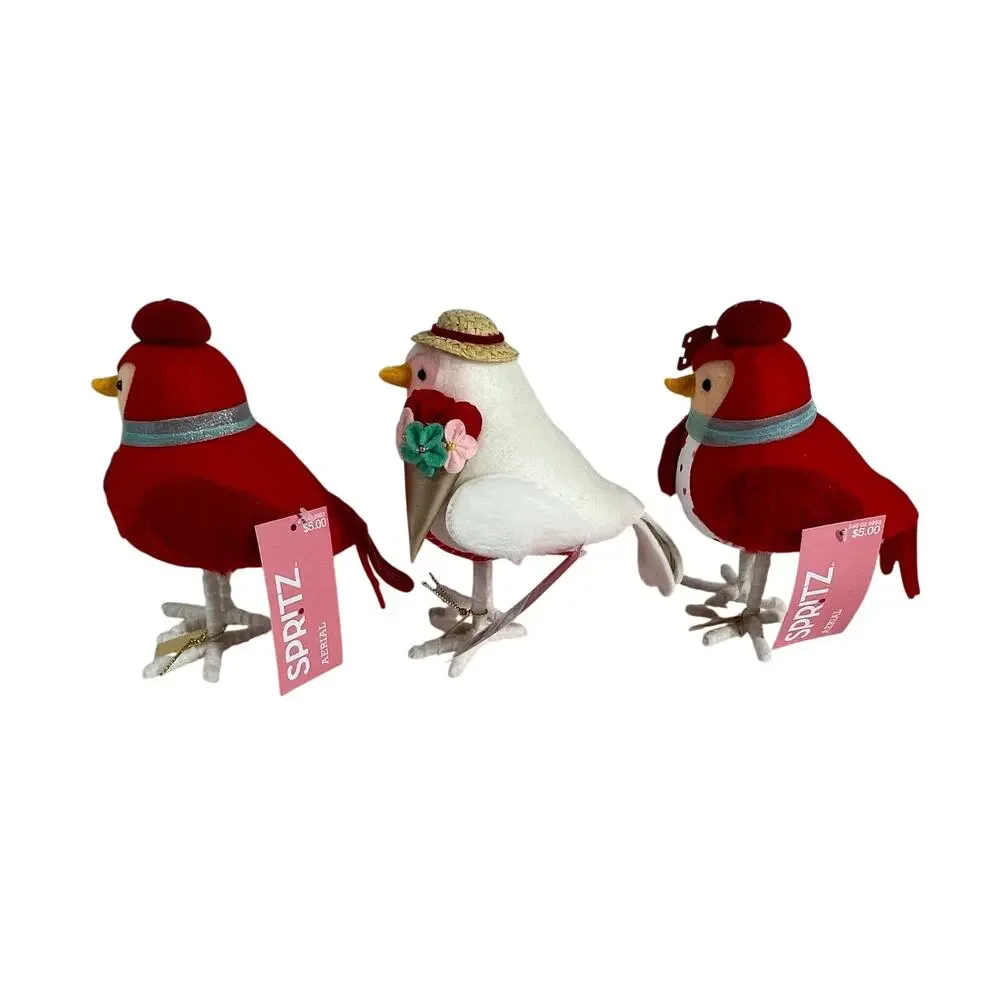 SPRITZ 2023 Featherly Friends Valentine Birds Aerial x2 Jet Fabric Lot 3 NWT